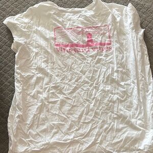 Vineyard Vines Pink Logo White Tee